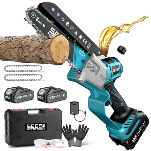 SEESII 6-Inch Mini Chainsaw, brushless, automatic oiler