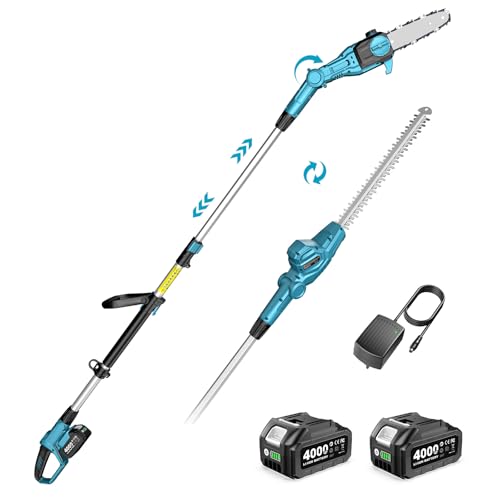 SEESII 8-Inch Pole Saw & 16-Inch Hedge Trimmer Combo