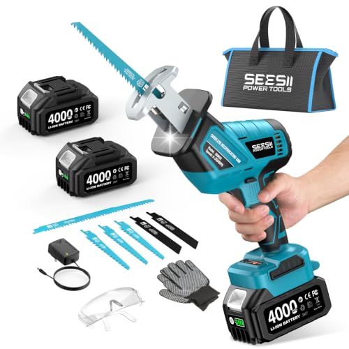 SEESII Cordless Reciprocating Saw, 2 × 4.0 Ah